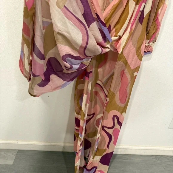 Joyce & Girls Coconut Cotton Silk Off The Shoulder Long Sleeve Maxi Dress M - Picture 8 of 8